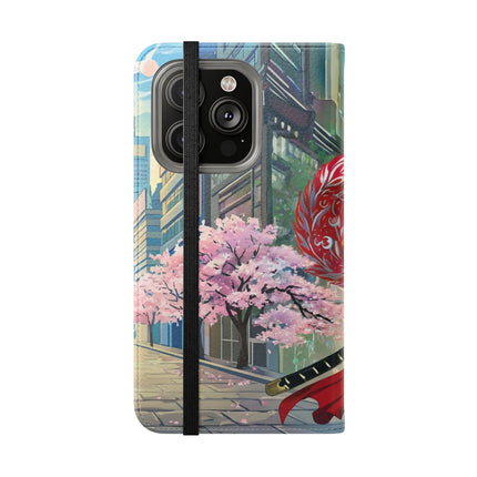 🦁🦊⚔️ Cyberpunk Lion Samurai Flip Case – Futuristic Honor & Kitsune Spirit
