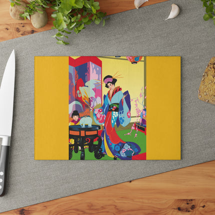 A Timeless Journey by Umberto Brunelleschi Glass Cutting Board