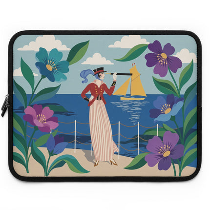 ⚓🌸 The Lady At The Seaside Laptop Sleeve – Art Deco Nautical Elegance