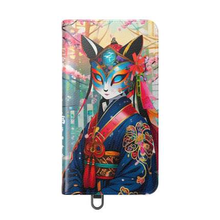 🦊⚔️ Cyberpunk Samurai Maiden Flip Case – Neon Grace & Warrior Courage