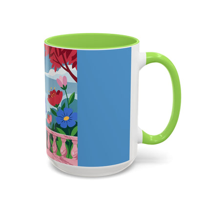 The Lady Of The Blossoming Terrace Colorful Mugs – Art Deco Floral Garden Elegance