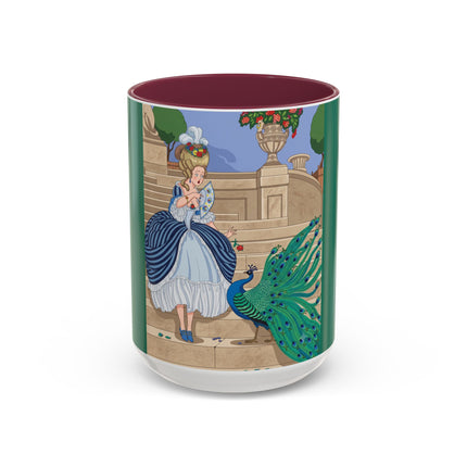 The Peacock's Admiration Colorful Mug (11oz, 15oz) – Rococo Elegance, Peacock Beauty & Garden Charm