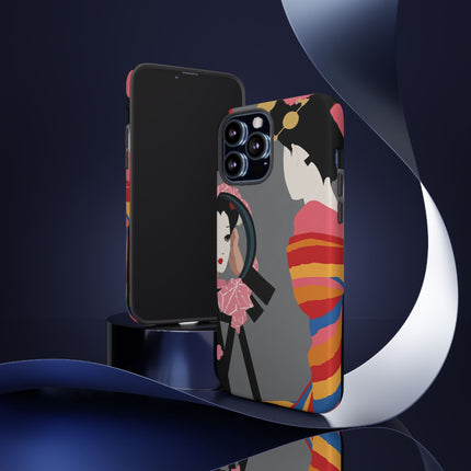 Geisha Mirror Phone Case – Elegant Reflection & Timeless Beauty