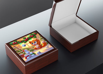 Naughty or Nice Kitten Christmas Jewelry Box
