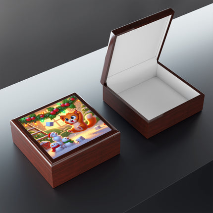 Naughty or Nice Kitten Christmas Jewelry Box