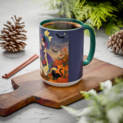 🌙🎃 The Moonlit Garden Walk Colorful Mug – Elegant Halloween Charm