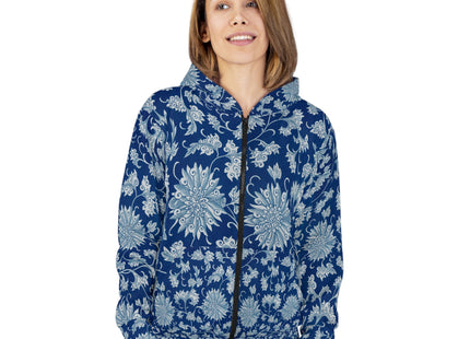 Blue Flower Pattern by Owen Jones Zip Hoodie (AOP)