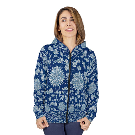 Blue Flower Pattern by Owen Jones Zip Hoodie (AOP)