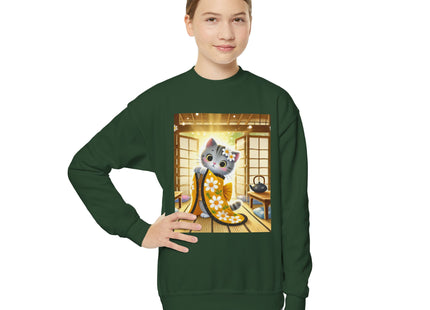 Playful Kitten in the Tea Room Youth Crewneck Sweatshirt