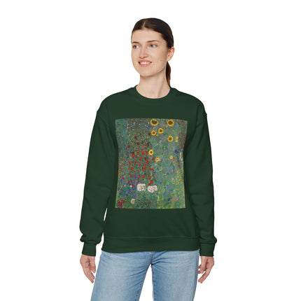 Farm Garden with Sunflowers by Gustav Klimt Heavy Blend™ Crewneck Sweatshirt