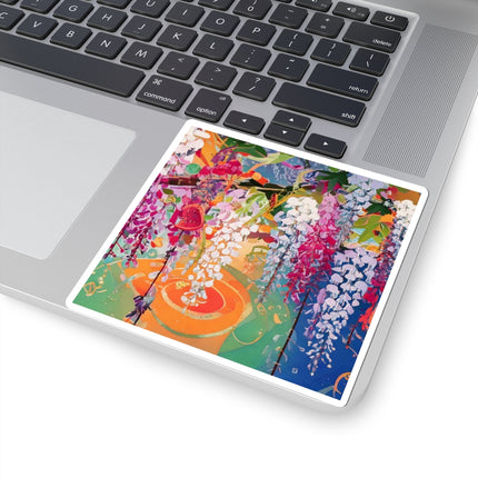 Golden Wisteria Elegance Kiss-Cut Stickers (4 Sizes)