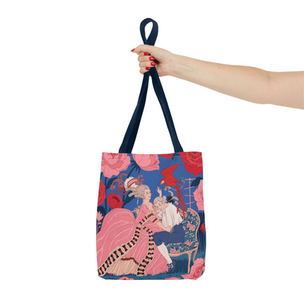 🌹🦜 The Lady Of The Scarlet Parrot Tote Bag – Art Deco Floral Elegance