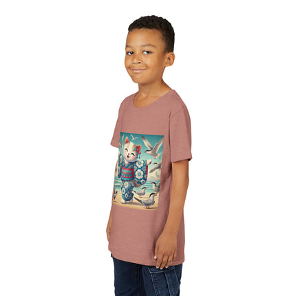 Geisha Kitten by the Seaside Youth Short Sleeve Tee