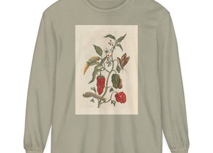 Botanical Pl.15 by Maria Sibylla Merian Garment-dyed Long Sleeve T-Shirt