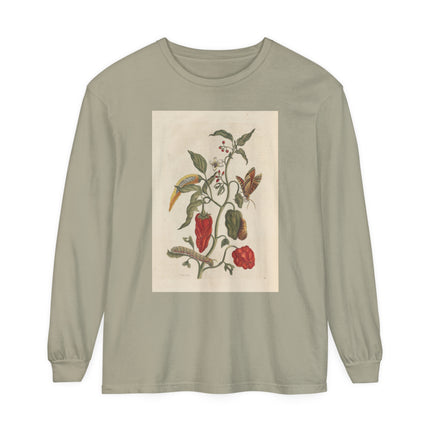 Botanical Pl.15 by Maria Sibylla Merian Garment-dyed Long Sleeve T-Shirt