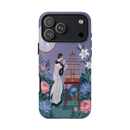 🌸🐦 The Lady Of The Garden Birdcage Phone Case – Art Deco Floral Elegance