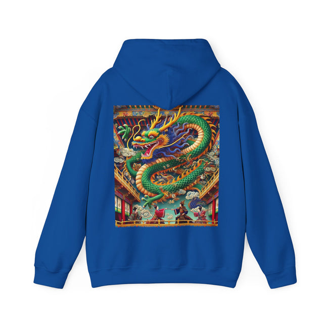 Tibetan Dragon Over Kabuki Duel – Heavy Blend™ Hooded Sweatshirt