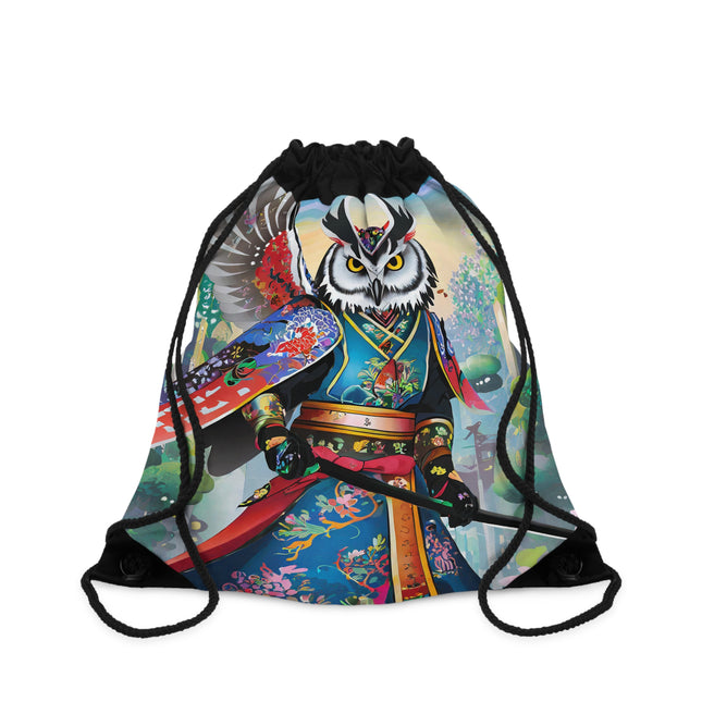 Cyberpunk Samurai Owl Drawstring Bag
