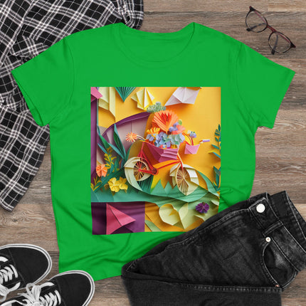 Origami Bicycle Women's Midweight Cotton Tee
