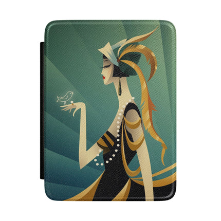 Art Deco Flapper with Bird Kindle Case – Elegant Glamour & Timeless Style