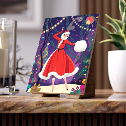 ❄️🎄 The Christmas Snowball Dance Ceramic Tile – Art Deco Holiday Whimsy