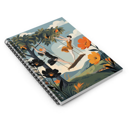 🌳🌺 The Ladies Of The Garden Swing Spiral Notebook – Art Deco Floral Adventure