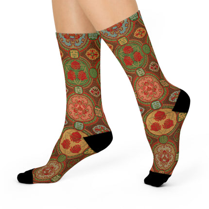 Japanese Fan Pattern by G.A. Audsley Cushioned Crew Socks