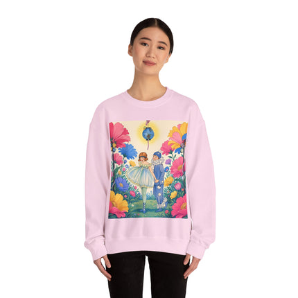 🌸🏮 The Lantern Garden Stroll Crewneck Sweatshirt – Art Deco Floral Whimsy