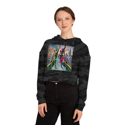 Cyber Punk Robot Models Cropped Hooded Sweatshirt
