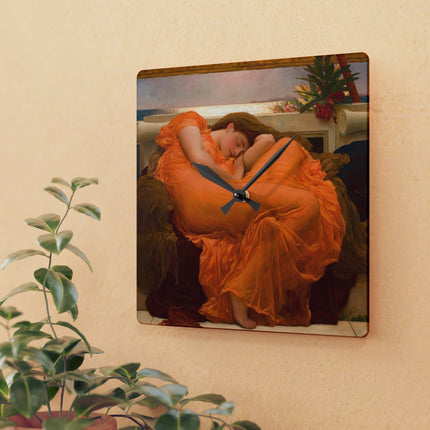 Flaming June by Frederic Leighton Acrylic Wall Clock, Round and Square