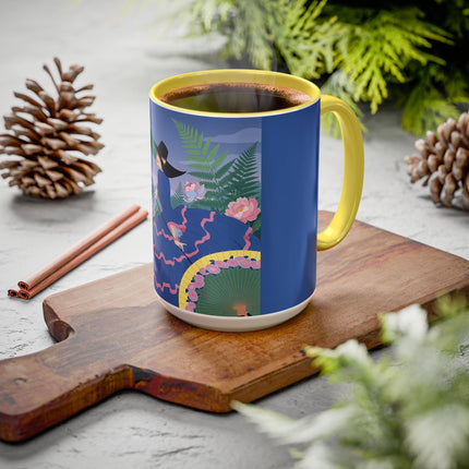 The Lady Of The Garden Stroll Colorful Mugs – Art Deco Botanical Elegance