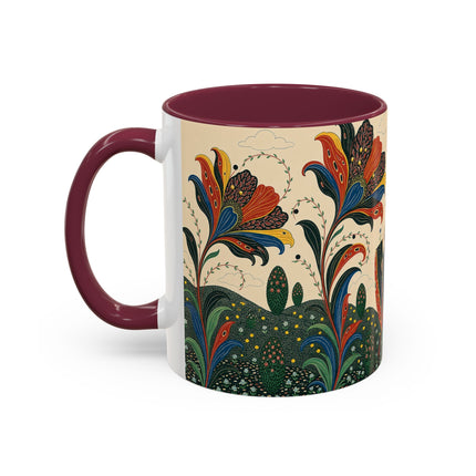 🌺🦋 The Enchanted Floral Voyage Colorful Mug – Art Deco Botanical Whimsy
