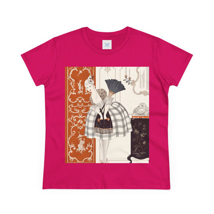 🪭🖤 The Lady With The Black Fan Cotton Tee – Art Deco Fashion Illustration