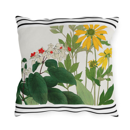 Clerodendrum & Rudbeckia Flower by Tanigami Kônan Outdoor Pillows