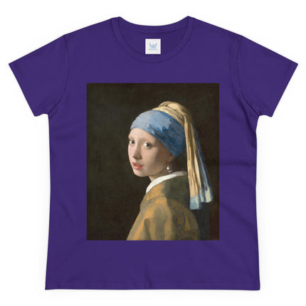 Girl with a Pearl Earring by Johannes Vermeer Women's Midweight Cotton Tee