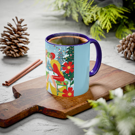 ☕🎄 Christmas Tea In The Snow Garden Colorful Mug – Art Deco Holiday Friendship