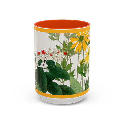 Clerodendrum & Rudbeckia Flower by Tanigami Kônan Colorful Mugs (11oz, 15oz)
