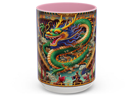 Tibetan Dragon Over Kabuki Duel Colorful Mugs (11oz, 15oz)