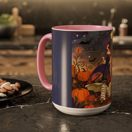 🌙🎃 The Moonlit Garden Walk Colorful Mug – Elegant Halloween Charm