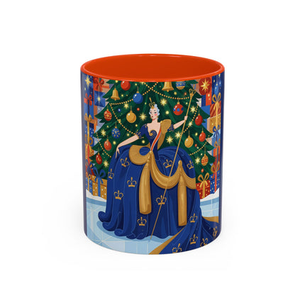 👑🎄 The Christmas Queen Of Golden Bells Colorful Mug – Art Deco Holiday Elegance