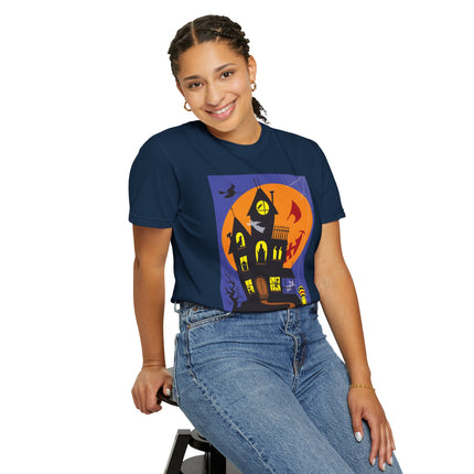 Halloween Night at the Haunted House Unisex Garment-Dyed T-shirt