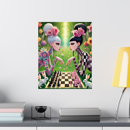 ♟️🌸 Spring Gambit: A Fairy’s Move Matte Vertical Poster – Whimsical Chess & Spring Magic