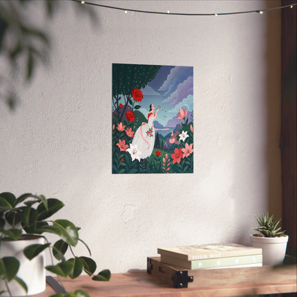 🌹💌 The Lady Of The Whispering Roses Matte Vertical Poster – Art Deco Garden Romance