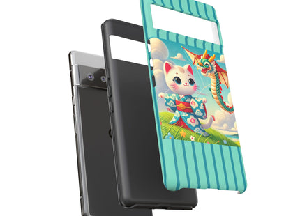 Geisha Kitten and the Dragon Kite Phone Cases