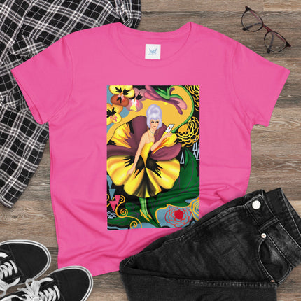 Women's Enchanted Pansy Print Midweight Cotton Tee
