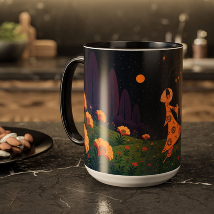 🌙🌼 The Moonlit Floral Dancer Colorful Mug – Art Deco Garden Fantasy