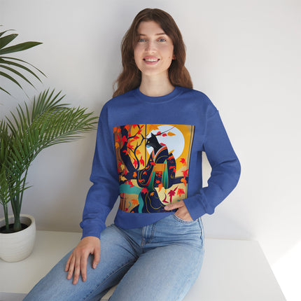 Black Cat in Kimono Unisex Heavy Blend™ Crewneck Sweatshirt