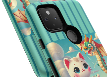 Geisha Kitten and the Dragon Kite Phone Cases
