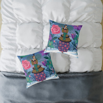 🌹❄️ The Holly Rose Of Winter Square Pillow – Art Deco Christmas Garden