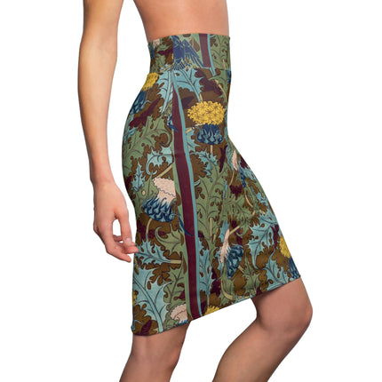 Crows, Cicadas and Thistles by Maurice Pillard Verneuil Women's Pencil Skirt (AOP)
